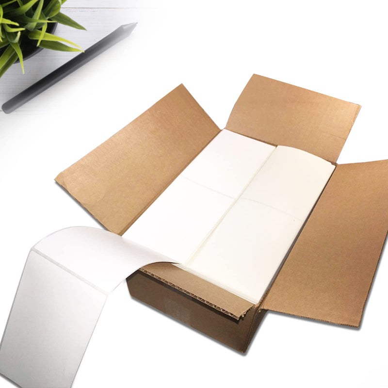 RyhamPaper ريهام بيبر ملصقات حرارية مباشرة 4" × 6" - ملصقات شحن بريدية بيضاء، مثقبة، لاصق دائم 2000 ملصق لكل كومة (2 كومة - 4000 ملصق)  - Image 4